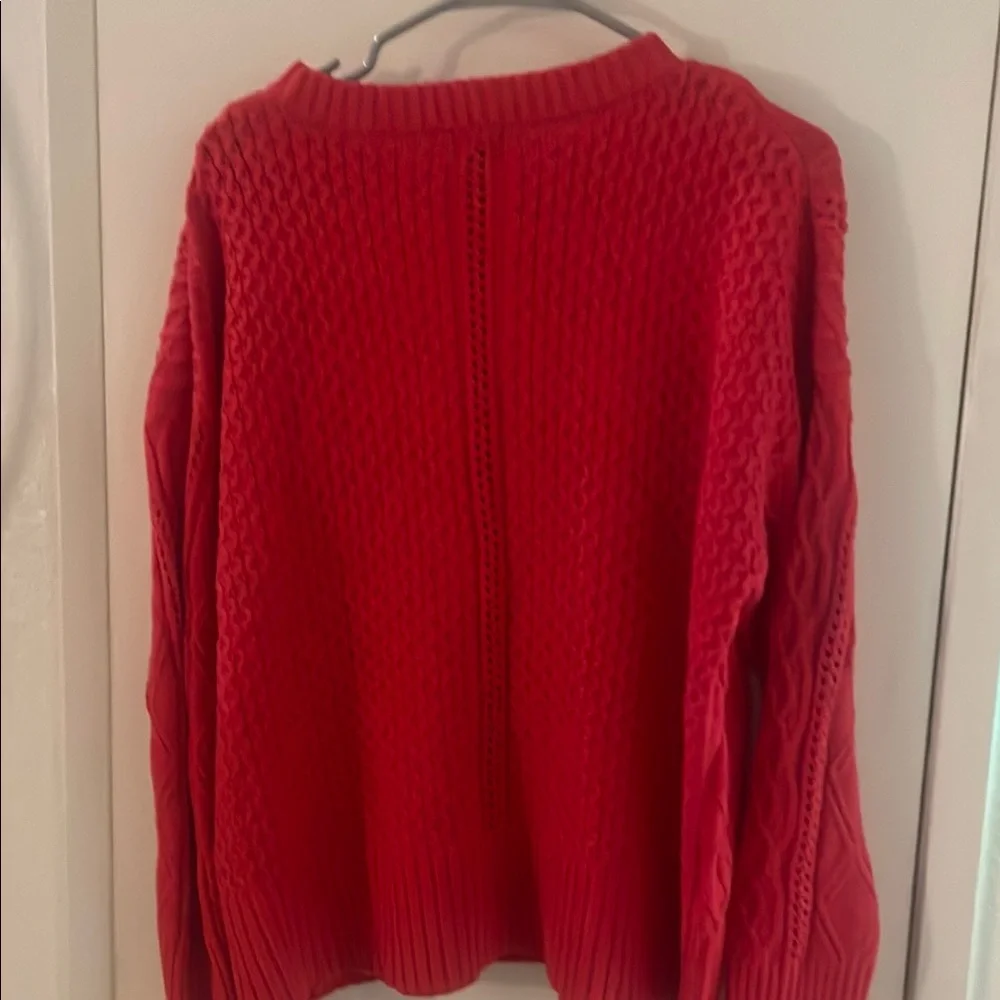 NWT A New Day Red Cable Pointelle Knit Sweater Women’s M